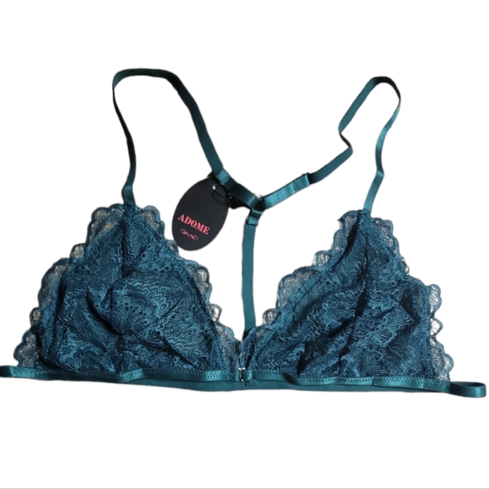 ADOME Dark Green 2-Piece Sexy Strappy Bralette and G-String Lingerie Set, XXL - Picture 3 of 12